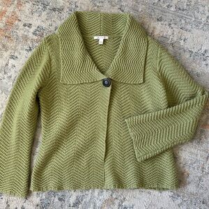 JM collection, green witchy, cottagecore peasant sleeve cardigan, womens size L‌